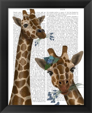 Framed Chewing Giraffe Duo Print