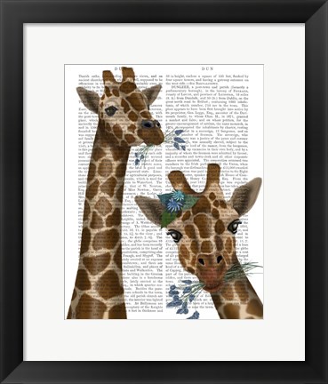 Framed Chewing Giraffe Duo Print