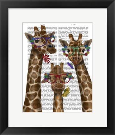 Framed Giraffe and Flower Glasses, Trio Print