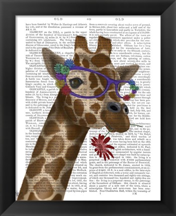 Framed Giraffe and Flower Glasses 2 Print