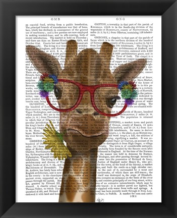 Framed Giraffe and Flower Glasses 3 Print