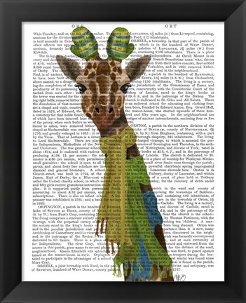 Framed Giraffe and Scarves Print