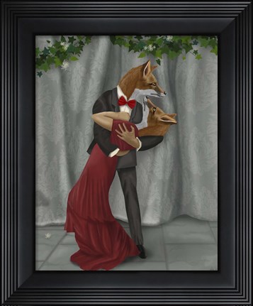 Framed Foxes Romantic Dancers Print