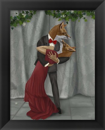 Framed Foxes Romantic Dancers Print