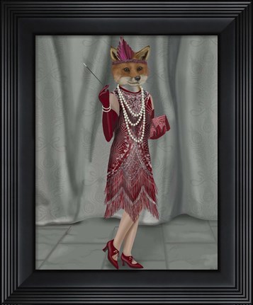 Framed Fox Lady 1920s Flapper Print