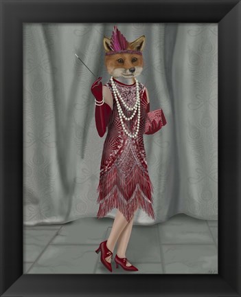 Framed Fox Lady 1920s Flapper Print