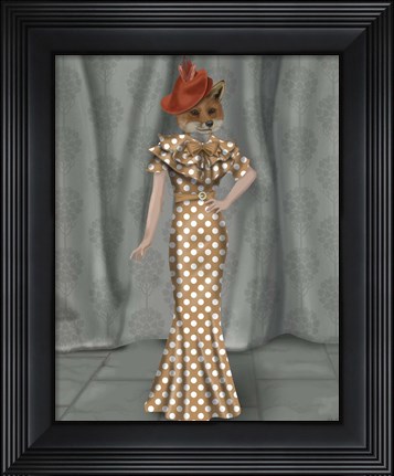 Framed Fox Lady 1930s Print