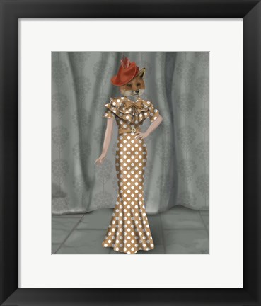Framed Fox Lady 1930s Print