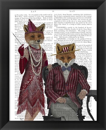 Framed Fox Couple 1920s Print