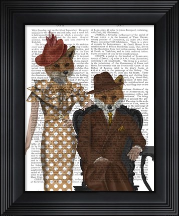Framed Fox Couple 1930s Print