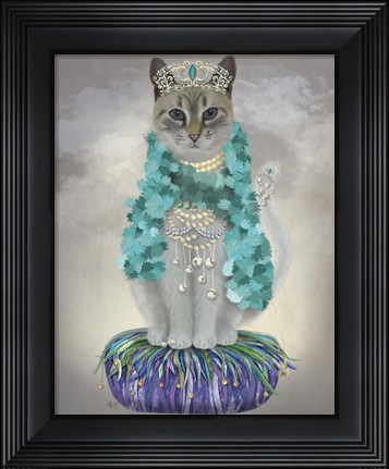 Framed Grey Cat With Bells, Full Print