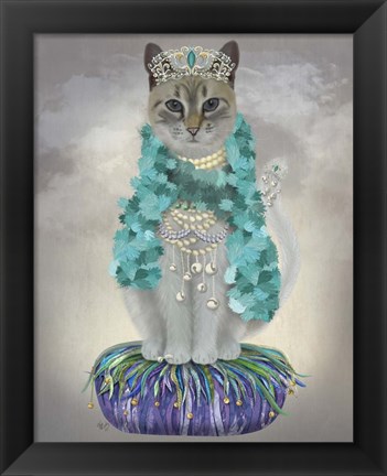 Framed Grey Cat With Bells, Full Print