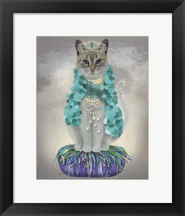 Framed Grey Cat With Bells, Full Print