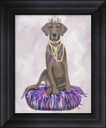 Framed Weimaraner on Purple Cushion Print