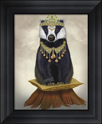 Framed Badger with Tiara, Full Print