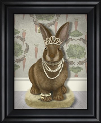 Framed Rabbit and Pearls, Full Print