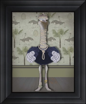 Framed Ostrich and Pearls, Full Print