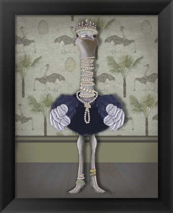 Framed Ostrich and Pearls, Full Print