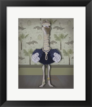 Framed Ostrich and Pearls, Full Print