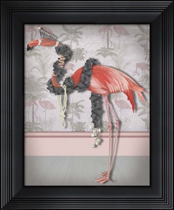 Framed Flamingo and Pearls, Full Print