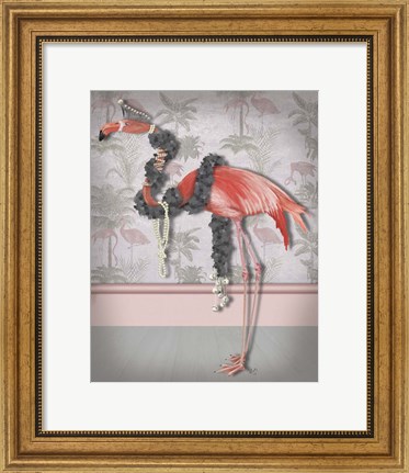 Framed Flamingo and Pearls, Full Print