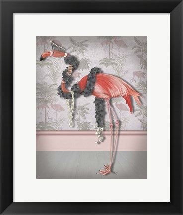 Framed Flamingo and Pearls, Full Print