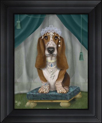 Framed Basset Hound and Tiara Print