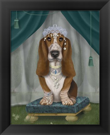 Framed Basset Hound and Tiara Print