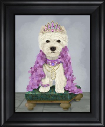 Framed West Highland Terrier with Tiara Print
