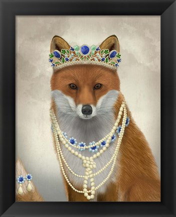 Framed Fox with Tiara, Portrait Print