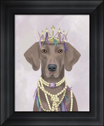 Framed Weimaraner with Tiara Print