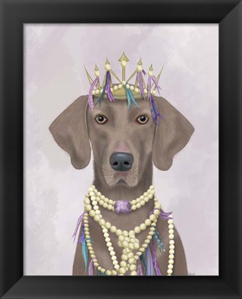 Framed Weimaraner with Tiara Print