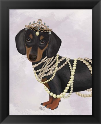 Framed Dachshund and Tiara Print