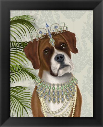 Framed Boxer and Tiara, Portrait Print