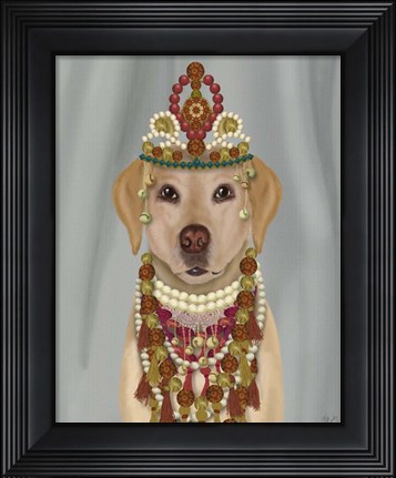Framed Yellow Labrador and Tiara, Portrait Print