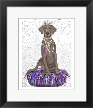 Framed Weimaraner on Purple Cushion Print