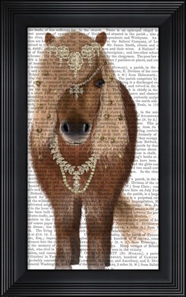 Framed Horse Brown Pony with Bells, Full Print