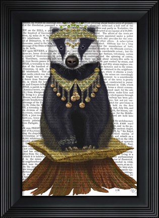 Framed Badger with Tiara, Full Print