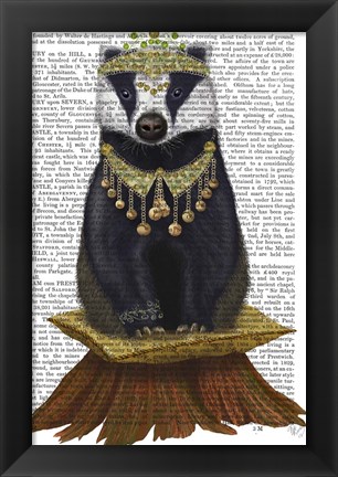 Framed Badger with Tiara, Full Print