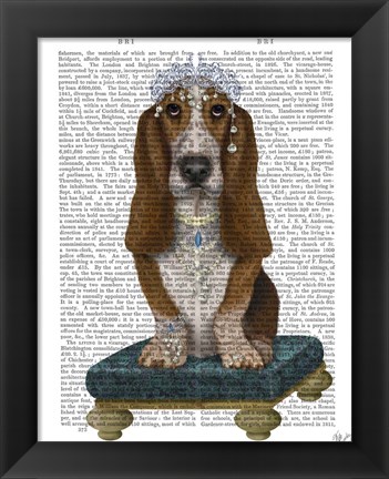 Framed Basset Hound and Tiara Print