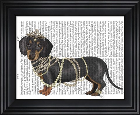 Framed Dachshund and Pearls Print