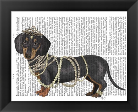 Framed Dachshund and Pearls Print