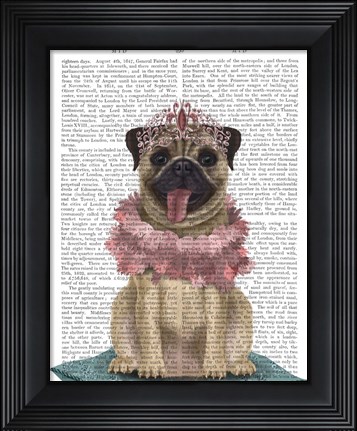 Framed Pug Princess On Cushion Print