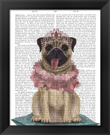 Framed Pug Princess On Cushion Print