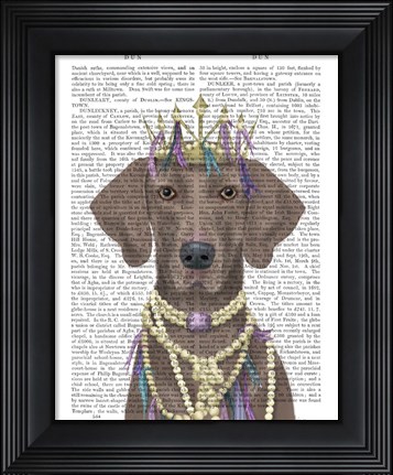 Framed Weimaraner with Tiara Print