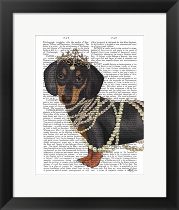 Framed Dachshund and Tiara Print