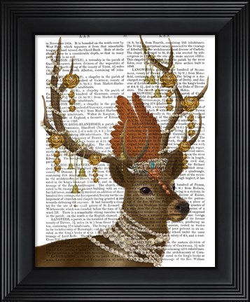 Framed Deer with Gold Bells Print