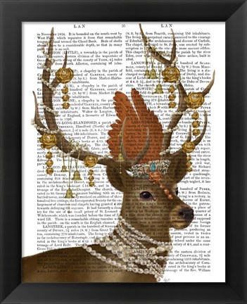 Framed Deer with Gold Bells Print