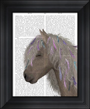Framed Horse Beige with Ribbons Print