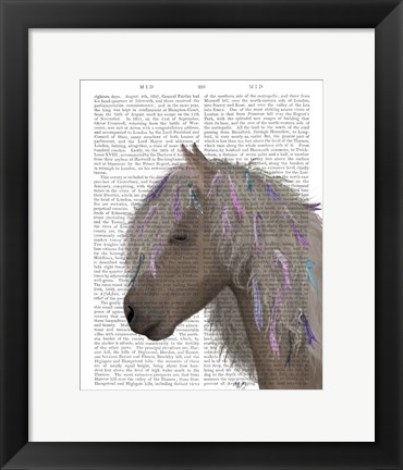 Framed Horse Beige with Ribbons Print